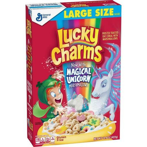 Lucky Charms Cereal with Magical Unicorns (Large Size 14.9oz) - A Taste of the States