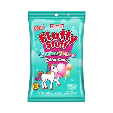 Fluffy Stuff Rainbow Sherbet Cotton Candy (2.1oz) - A Taste of the States